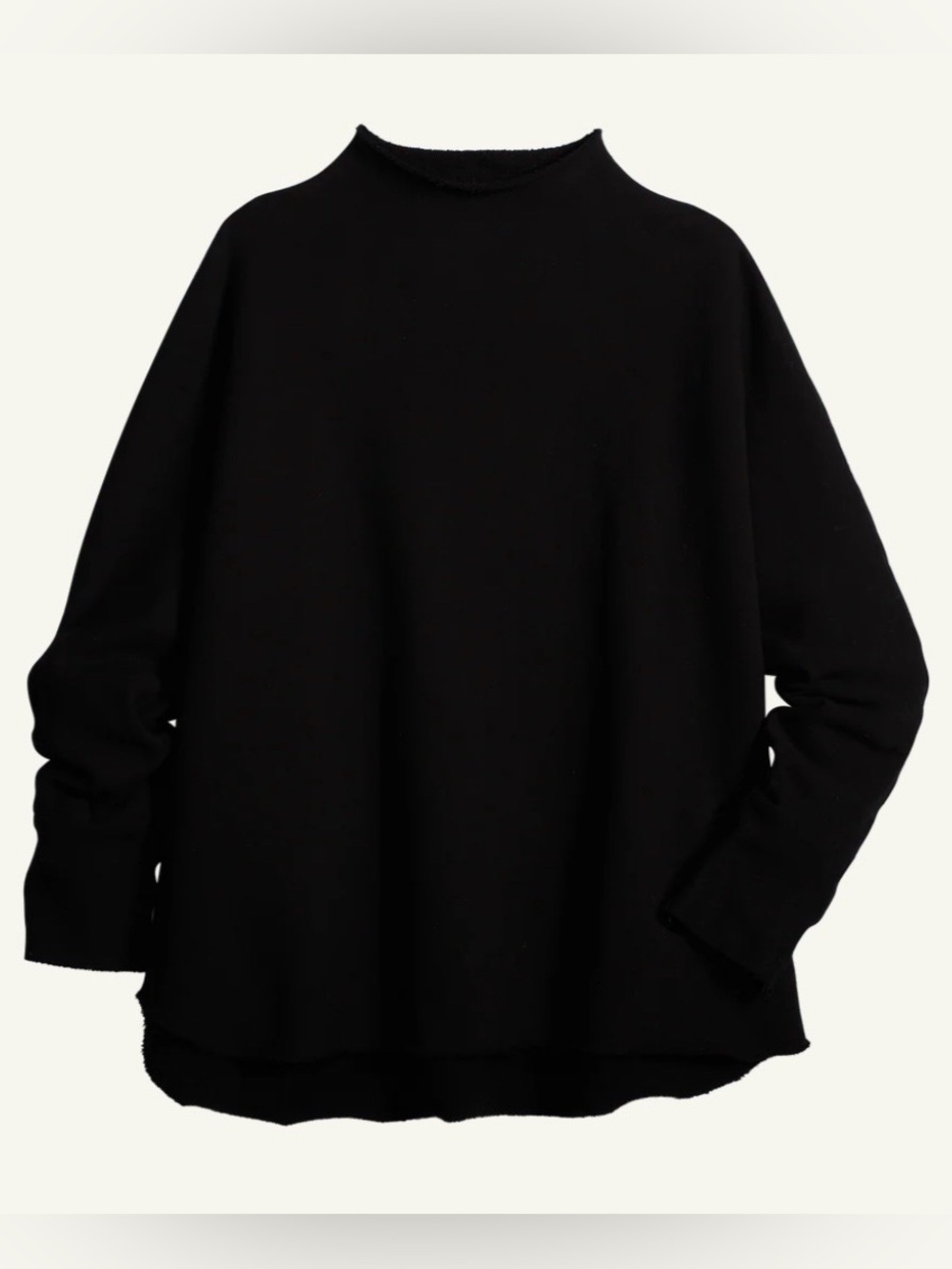Frank & Eileen Effie Long Sleeve Funnel Neck Capelet XS Black Minimalist cotton